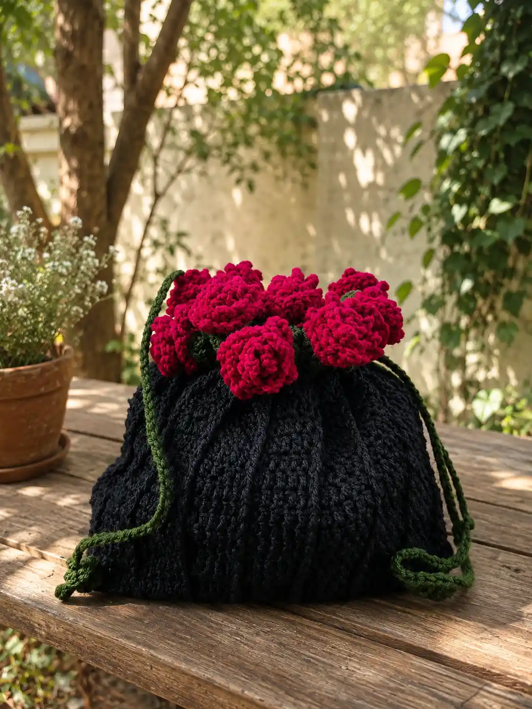 Rose Drawstring Bag